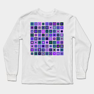 Abstract Square Geometric | Pop Fashion Modern Fusion Layered Blue Green Pink Long Sleeve T-Shirt